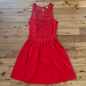 LC Lauren Conrad Lace Sweetheart Neckline Red Dress Size 8